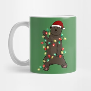 Bear Wrapped With Christmas Lights Mug